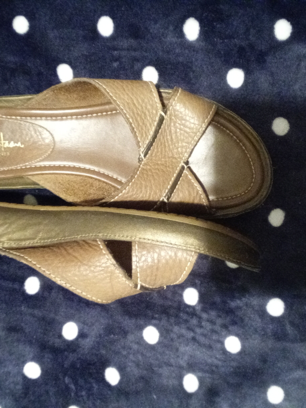 Cole Haan Women's Brown Leather Crossover Slide Mules Sz 9